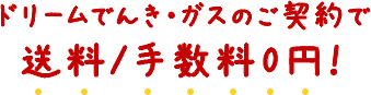 ドリームでんきのご契約で送料/手数料0円！